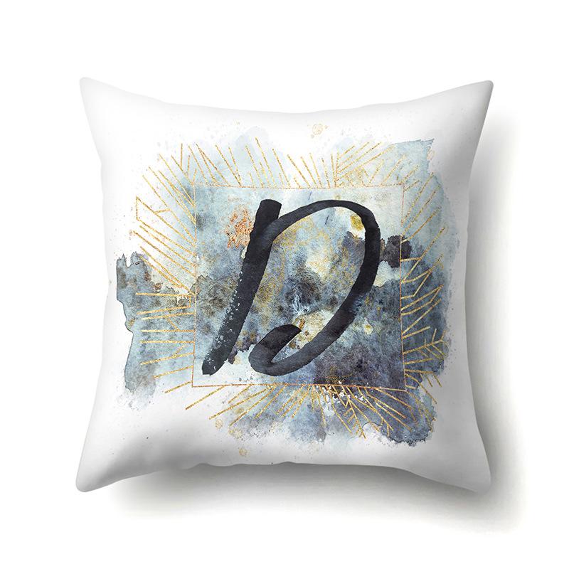 Polyester Pillowcase Home Car Decoration Printing Pillowcase 26 English Letters Sofa Cushion Cover