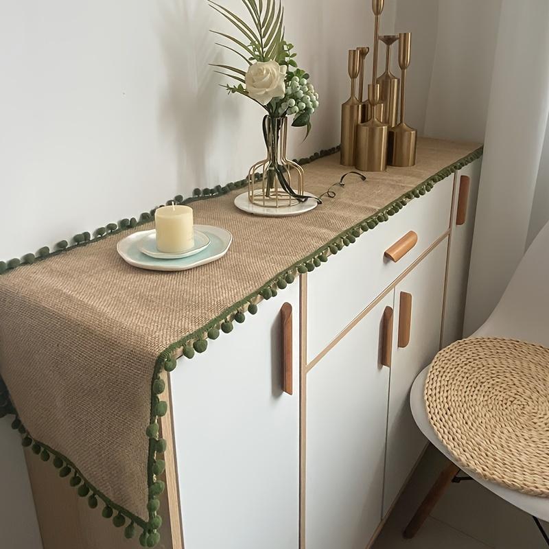 Rustic Linen Table Runner - Festive Christmas Design, Woven with Polyester Fibers and Hemp Blend, Perfect for Dining Table and Entryway Decor