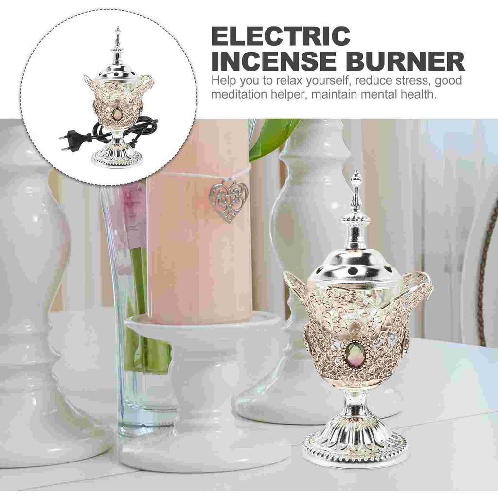 Centerpiece Incense Burner Decorations Electric Censer for Table Decors Metal Desk Burners Vintage