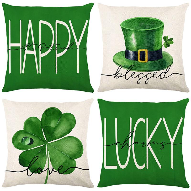 Pillowcase Home Sofa Cushion Cover St. Patrick's Day Pillowcase Cartoon Irish Pillowcase Ins Style