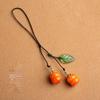 Exquisite Retro Golden Persimmon Leaf Keychain & Phone Charm Pendant