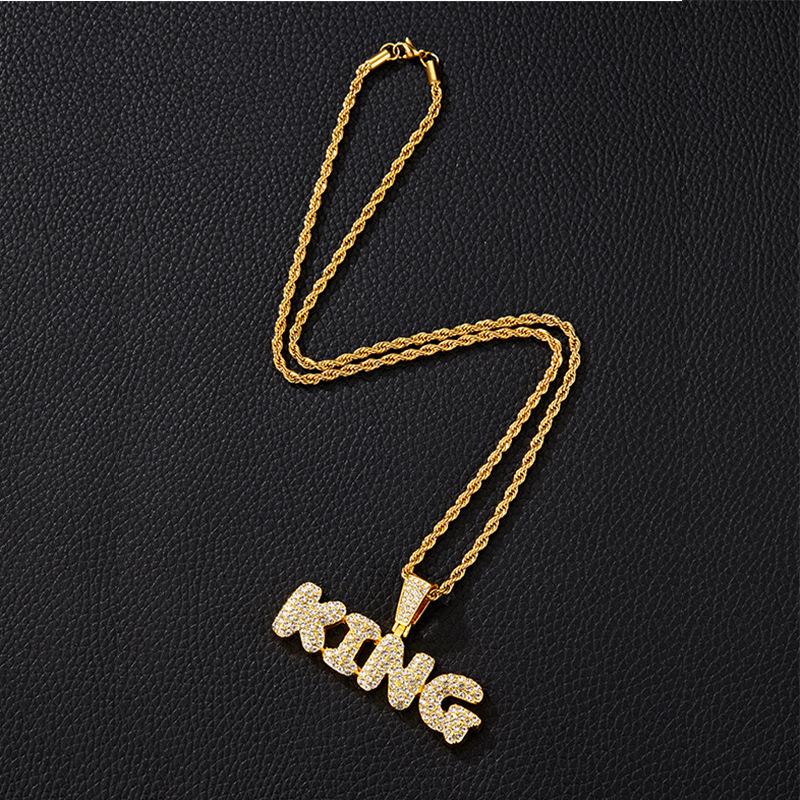 Men's Hip-Hop Diamond-Studded KING Pendant Necklace