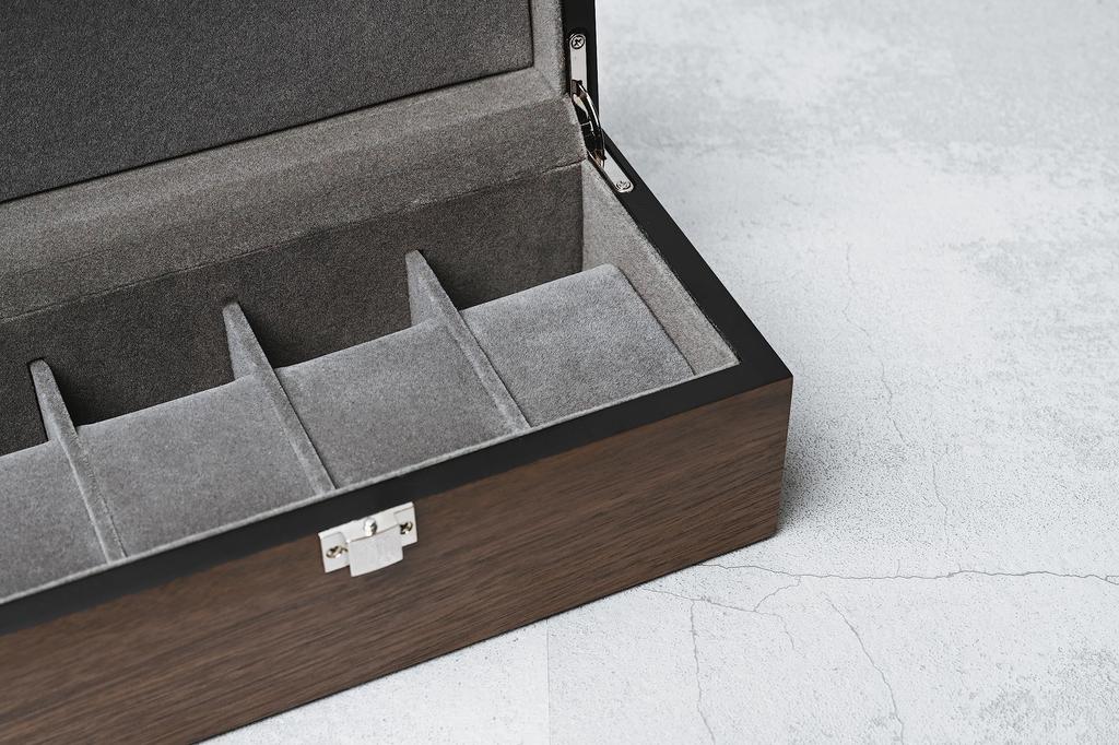 Es'prima Watch Storage Case, Watch Storage Box, Collection Case, High Quality Walnut Wood, Holds 4 Watches, ES5304WD