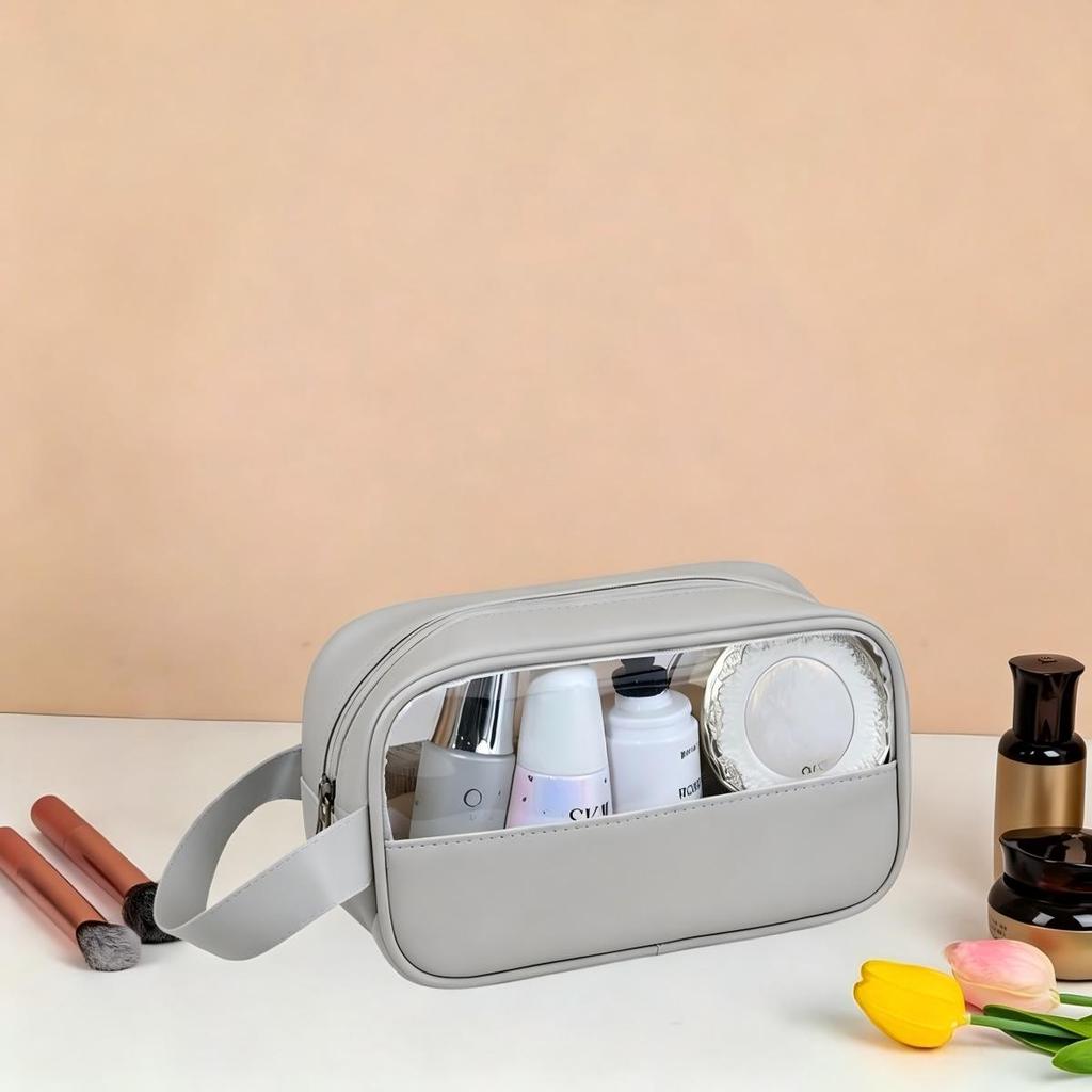 PVC Transparent Waterproof Travel Makeup and Toiletry Bag - Portable, Large Capacity Storage