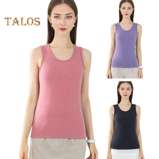 Zimní Dámská zateplená vesta Bezešvá Sametová Rychlá Temperature Lock Kulatý výstřih Slim Fit Elastická vnitřní nošení Bez rukávů Spodní část tílka