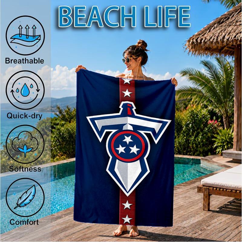 Titans Crest Beach Towel, Microfiber Beach Towel, Perfect For Pool, Beach, Travel, Home Decor Beach Party Fan gifts
