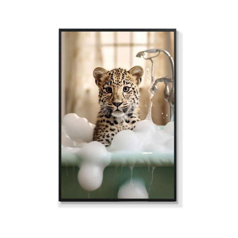 Retro Creative Animal Bathroom Canvas Painting Lion Cat Bar Toilet Bathroom Decoration Painting for Modern Living Room Asian Style Home Decor
