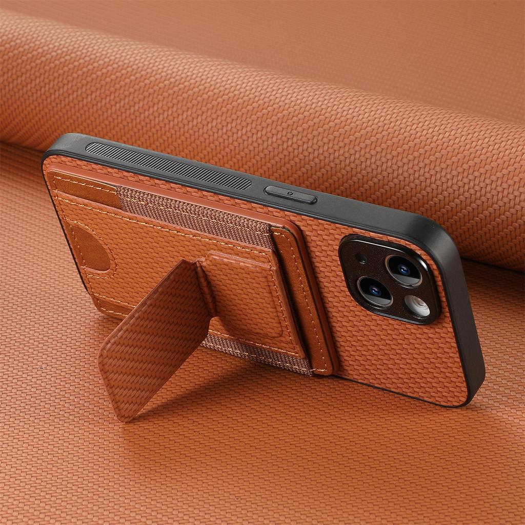 Carbon Fibre Foldable Vertical Cards Bag Case For Redmi Note 13 Pro Plus 12 11 13T 13C POCO X6 X5 14 Ultra Kickstand Solt Cover