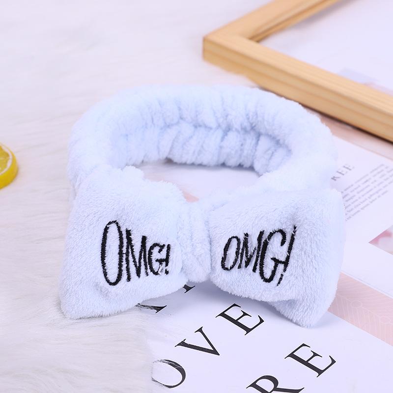 Cintas para el pelo para lavar la cara, diadema suave cálida lana color Coral con lazo, diadema con orejas de animales para mujeres y niñas, turbante, accesorios para el cabello a la moda