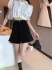 2024 New Petite High-Waist Gray A-Line Pleated Skirt for Women