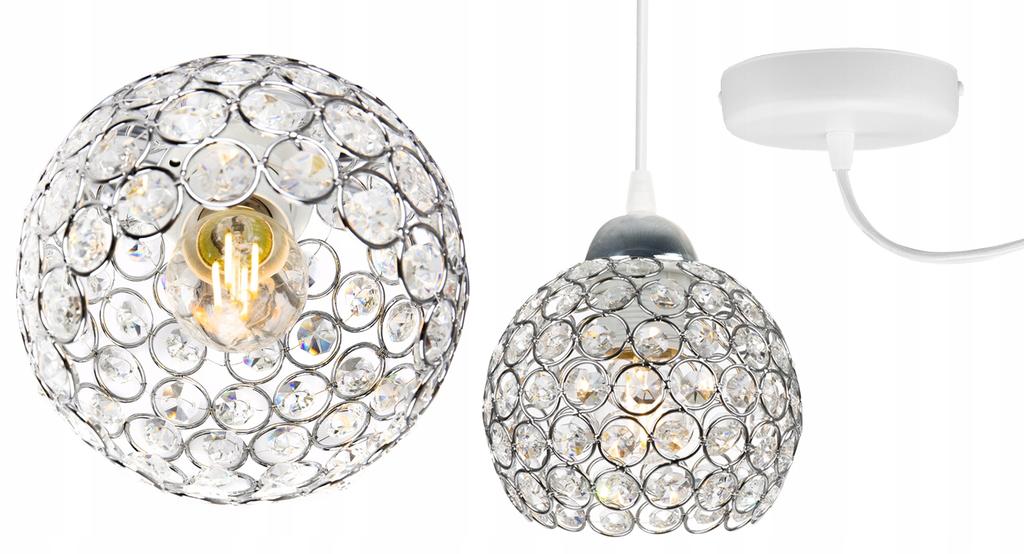 CHROME SPIDER HANGING LAMP, CRYSTAL CEILING