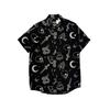 European and American Single Men's Summer Short sleeve Shirts American Casual Lightweight Breathable Couple Personality Print Shirt