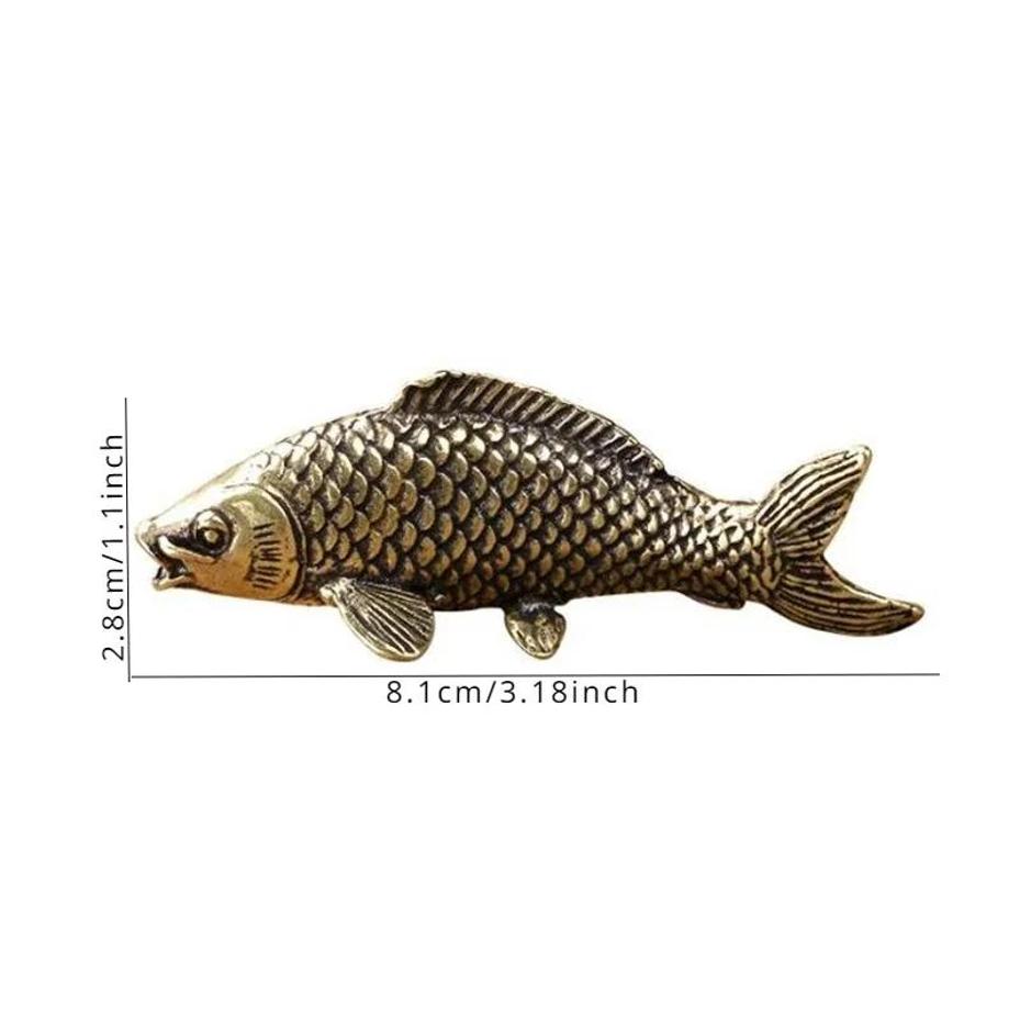 

1 Pcs Solid Copper Koi Antique Wealth Gathering Copper Handicraft Tea Pet Simulation Brass Carp Ornament золотой