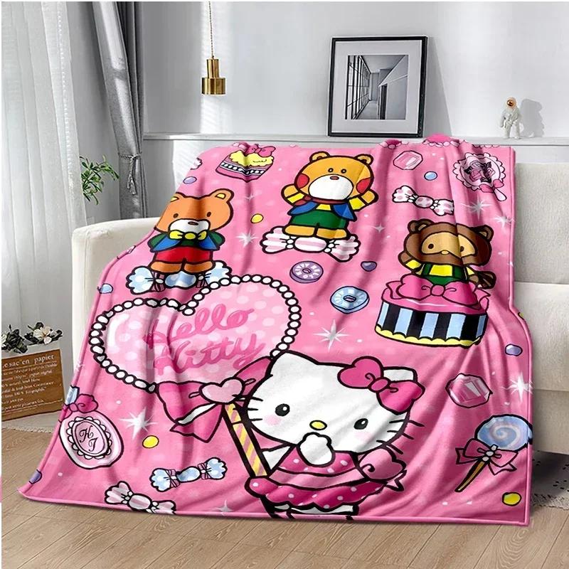 HelloKitty Cartoon Anime Kawaii Blanket for Kids Super Soft Cute Blanket for Travel Bedding Couch Sofa Bed Blanket Birthday Gift