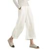 2026 New Women's Linen Cotton Wide Leg Pants, Elastic Waist Cropped Culottes for Spring Summer Casual Wear