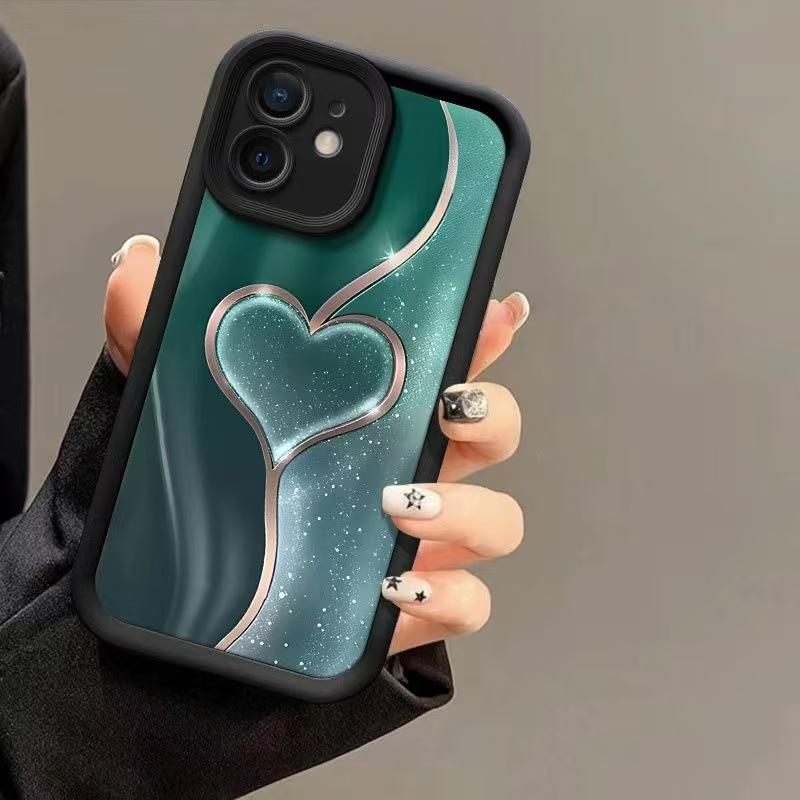 Flowing Gold Love Is Suitable for Apple 15Pro Mobile Phone Case iPhone17 Advanced 14Pro New 16 Europe, America and 13.