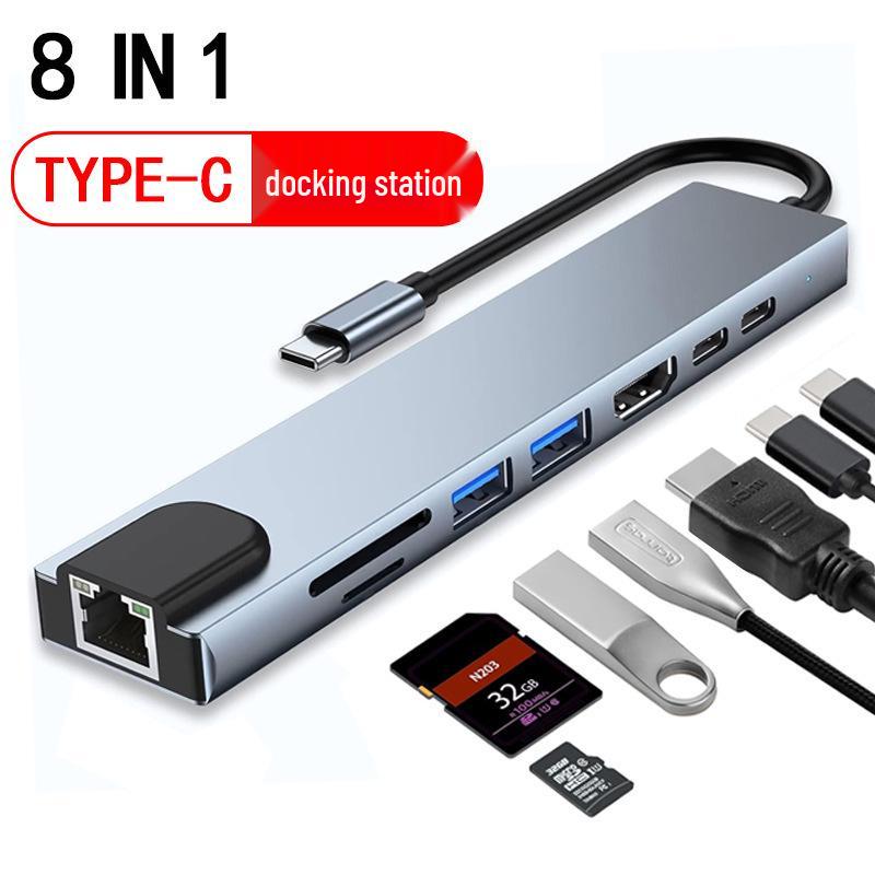 8-in-1 USB-C Hub: Type-C To HDMI, Network Card Converter, Multifunctional Dock