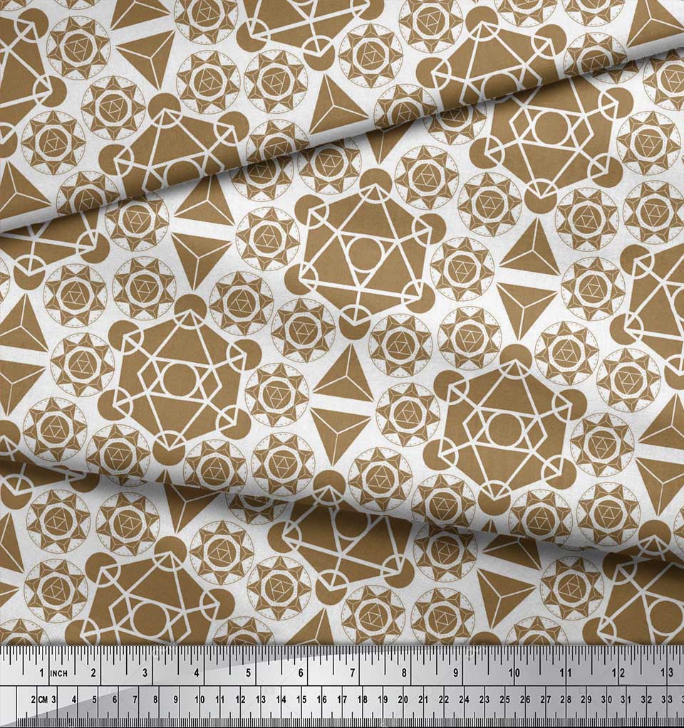 Soimoi Black Japan Crepe Satin Fabric Sacred Geometric Fabric Prints By Metre 42 Inch