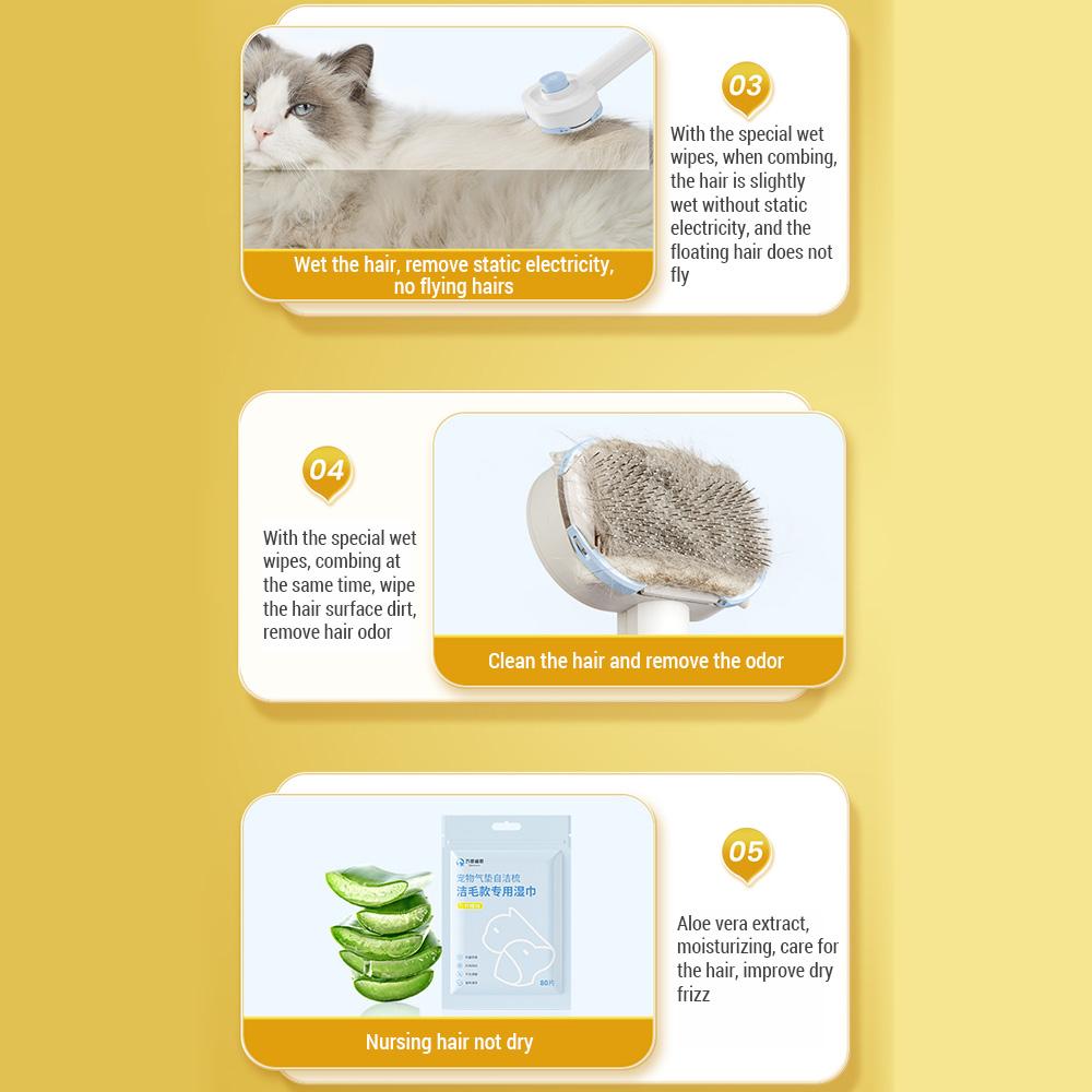 Pet Air Cushion Self-Cleaning Comb  Standard Model Cat Brush  Cat Hair Brush  One-click