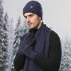 Yousheng Men's Winter Hat Scarf Gloves Set 3 Pcs Warm Skull Cap Long Scarf Fleece Lined Gloves Set for Cold Weather