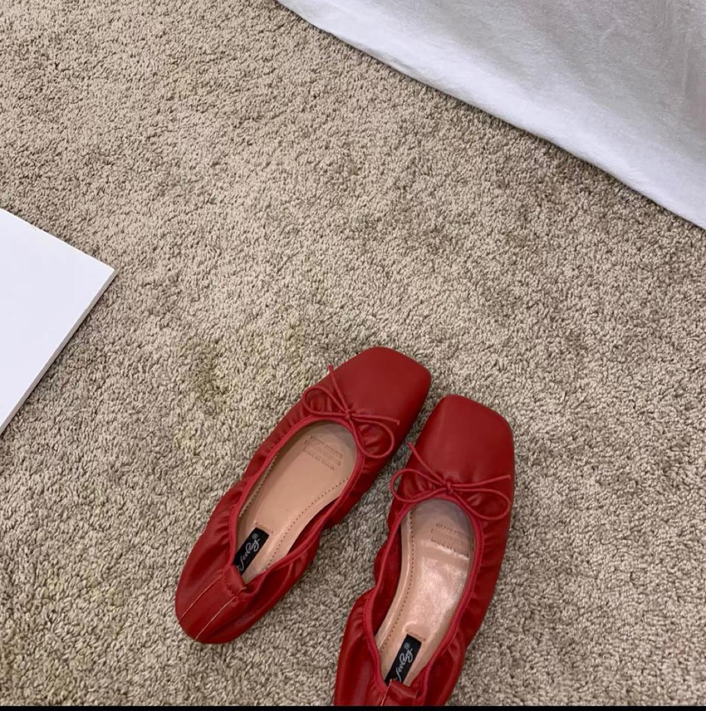 Happyfeeling Bow Shallow Mouth Flat Bottom Small Red Single Shoes Women's Shoes 2025 New Ballet Shoes