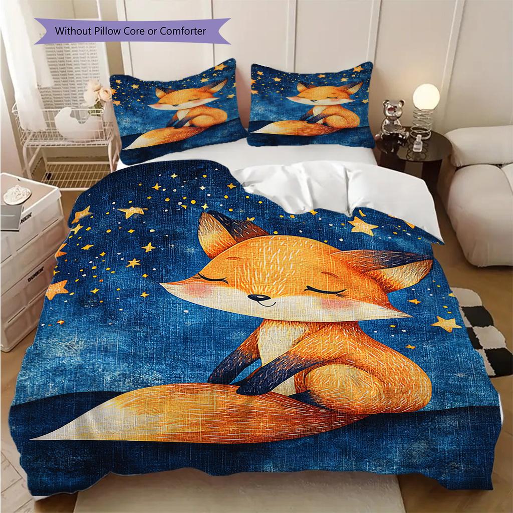 Set Copripiumino Trapuntato con Motivo Volpe Federa Decorazione per la Casa Regalo di Compleanno (1 * copripiumino + 2 * federa, senza nucleo)