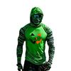 Men's Long Sleeve Hooded Sun Top with Color Block Raglan Sleeves Halloween Print