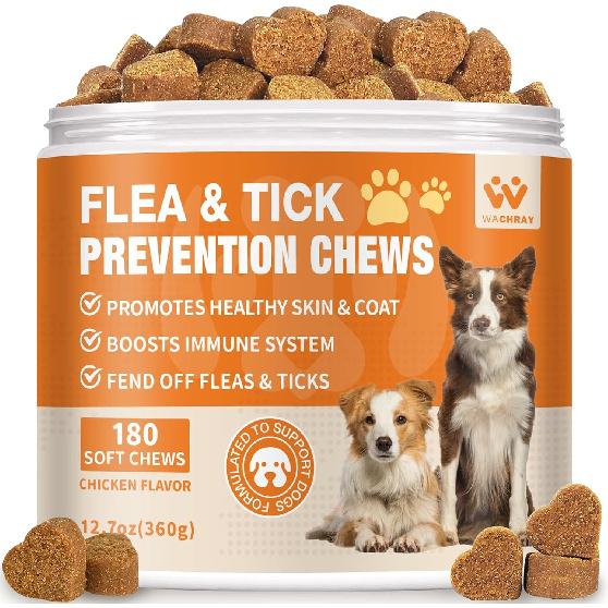 Flea and Tick Prevention for Dogs Chewables - Natural Dog Flea and Tick Treatment Chewable - Oral Flea Supplement for Dogs - Puppy Flea Support - All