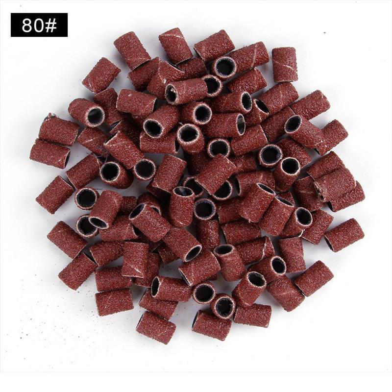 

100 шт., шлифовальные ленты для дизайна ногтей, электрическая дрель для ногтей, шлифовальная машина для маникюра и педикюра, фрезы 80 120 180 Песочное кольцо #80