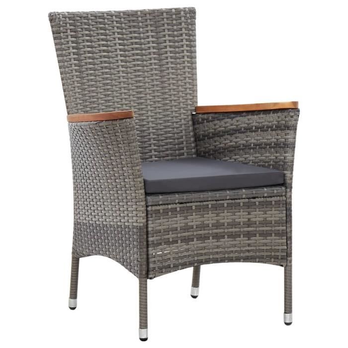 VidaXL Salon de jardin 5 pcs avec coussins Résine tressée Gris
