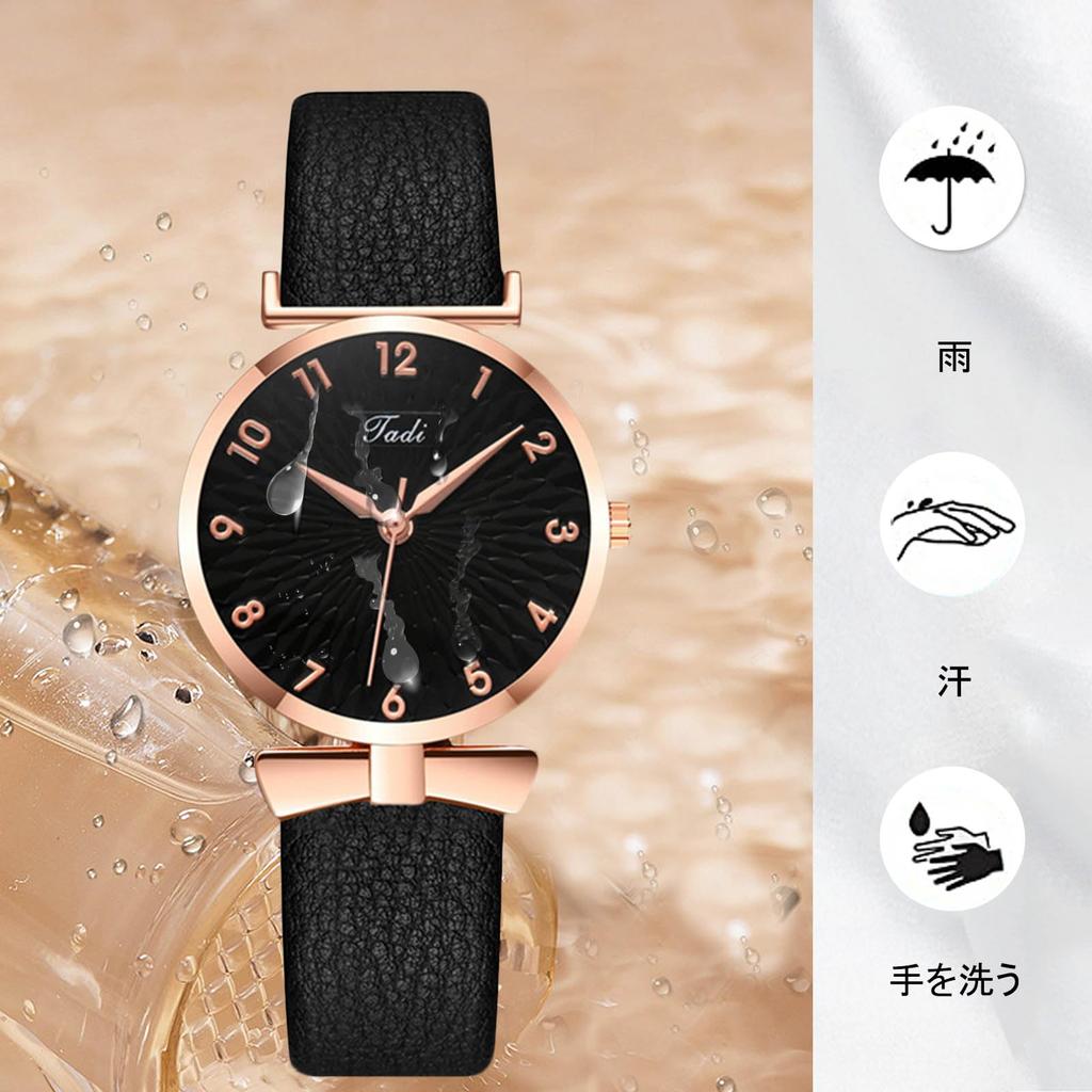 RORIOS Stylish and Quartz 30M Water Synthetic Leather Perfect for Casual Birthday Black Women's Watch, Cute, Movement, Resistance, Band, Commuting,