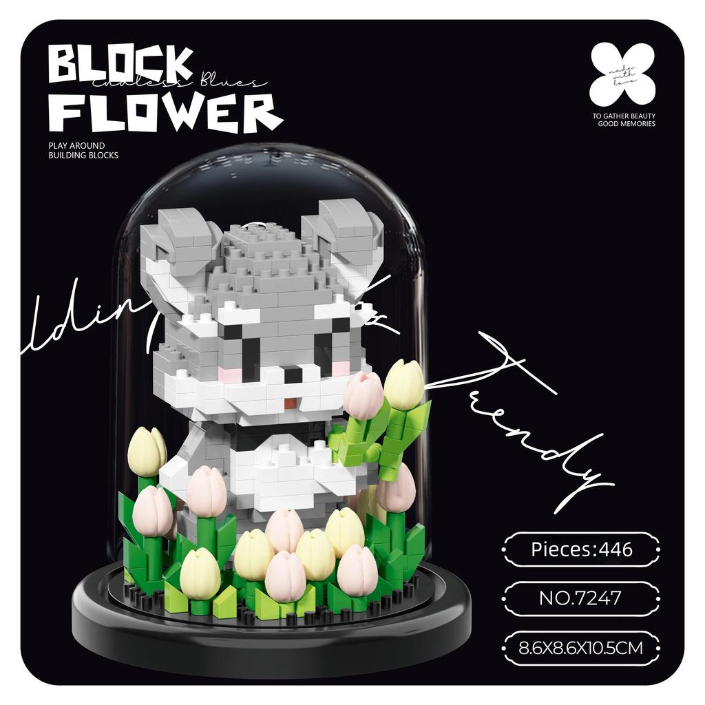 Non-Toxic Mini Building Block Animal Garden Cartoon Rabbit Rose Bricks Diy Assemable Eternal Flower Creative Educational Toys For Children