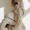 J.Lauren White Cubic Velvet Hair Scrunchy H0686