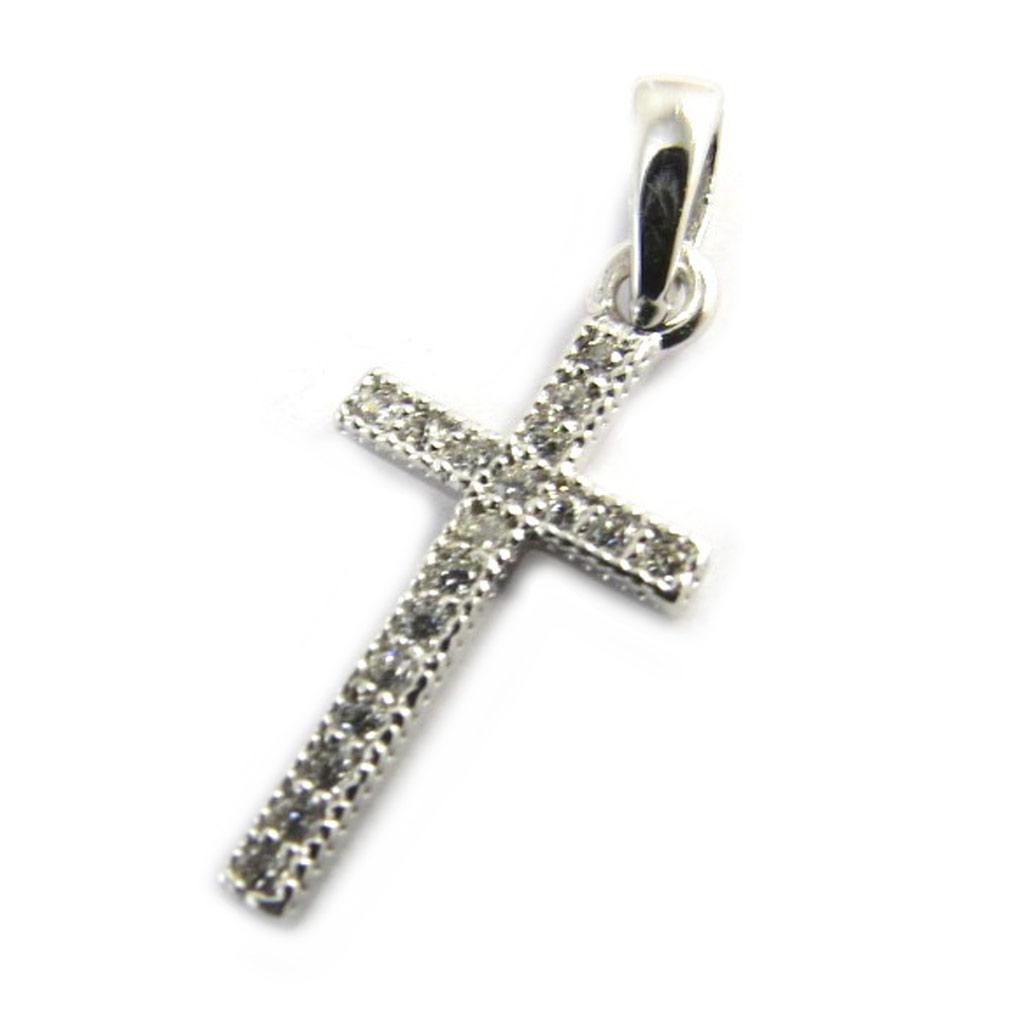 Les Trésors De Lily [M1696] - White 'Cross' Silver Pendant