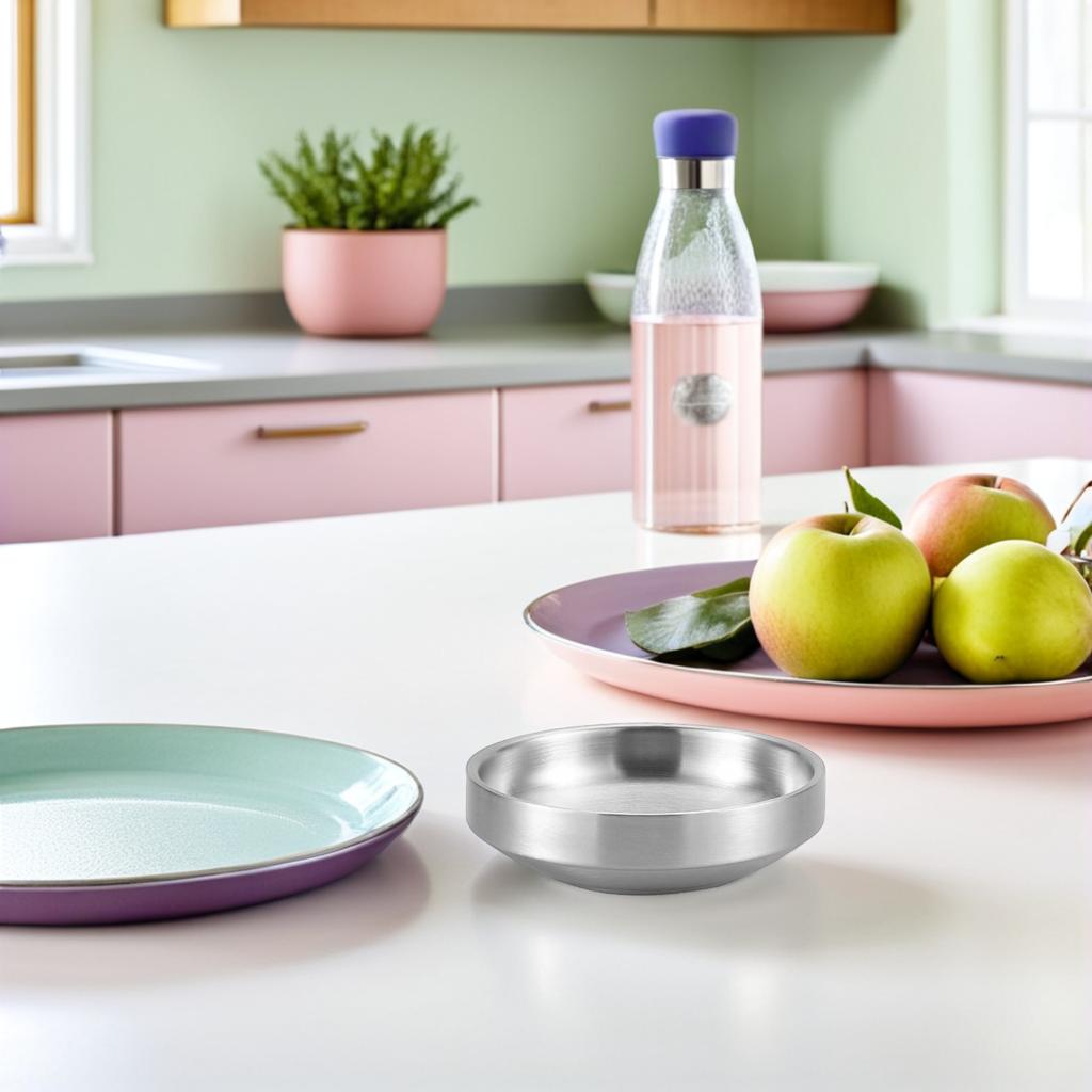 2-teiliges Dip-Schälchen aus Edelstahl im modernen Design zur Aufbewahrung von Soßen, Vorspeisen, koreanischen Kimchi-Salsa-Butter-Garnelen-Dips