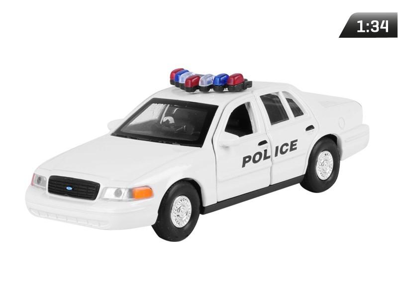 Model 1:34, 1999 FORD Crown Victoria, POLICIE, bílá (A876FCVPB)