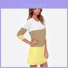 Elegant Women Casual Contrast Color Blocks Long Sleeves Chiffon Dress For All Occasions