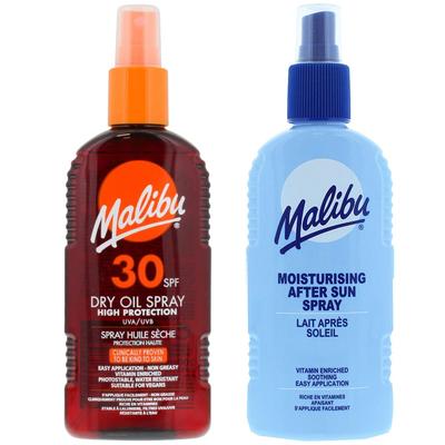 Malibu SPF30 Tanning Oil 200ml + After Sun Spray Balm 200ml