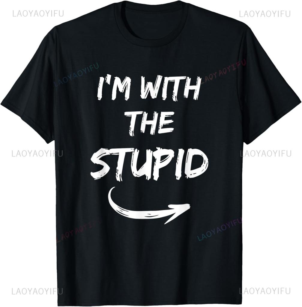 I'm with The Stupid Couples Outfit Funny Matching Halloween T-Shirt Unisex Summer Streetwear Tops Funny Shirt