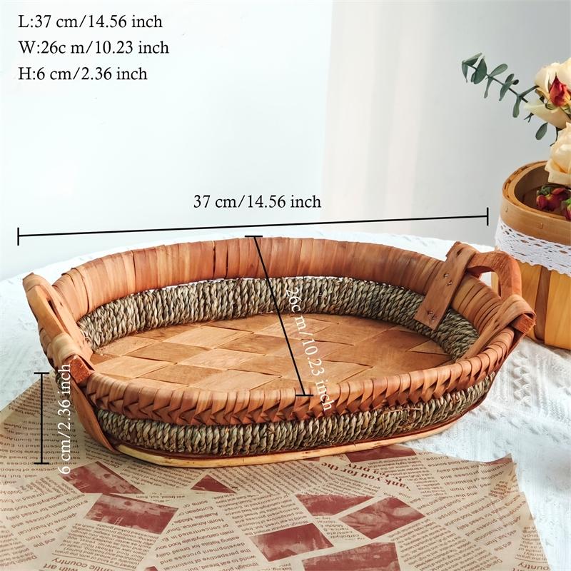 Handgeflochtener Korb für Snacks, Brot, Obst Tisch-Organizer Rustikales Rattan Für Wohnzimmer Couchtisch Gemütliches Zuhause