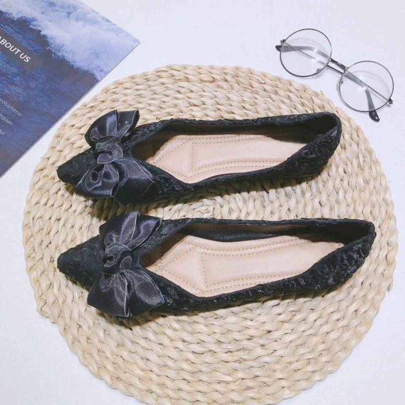 Pointed Toe Low Heel Elegant Blue Party Shoes for Women Summer 2025 High Quality Fashion Beau Today Price Non Slip Woman Flats