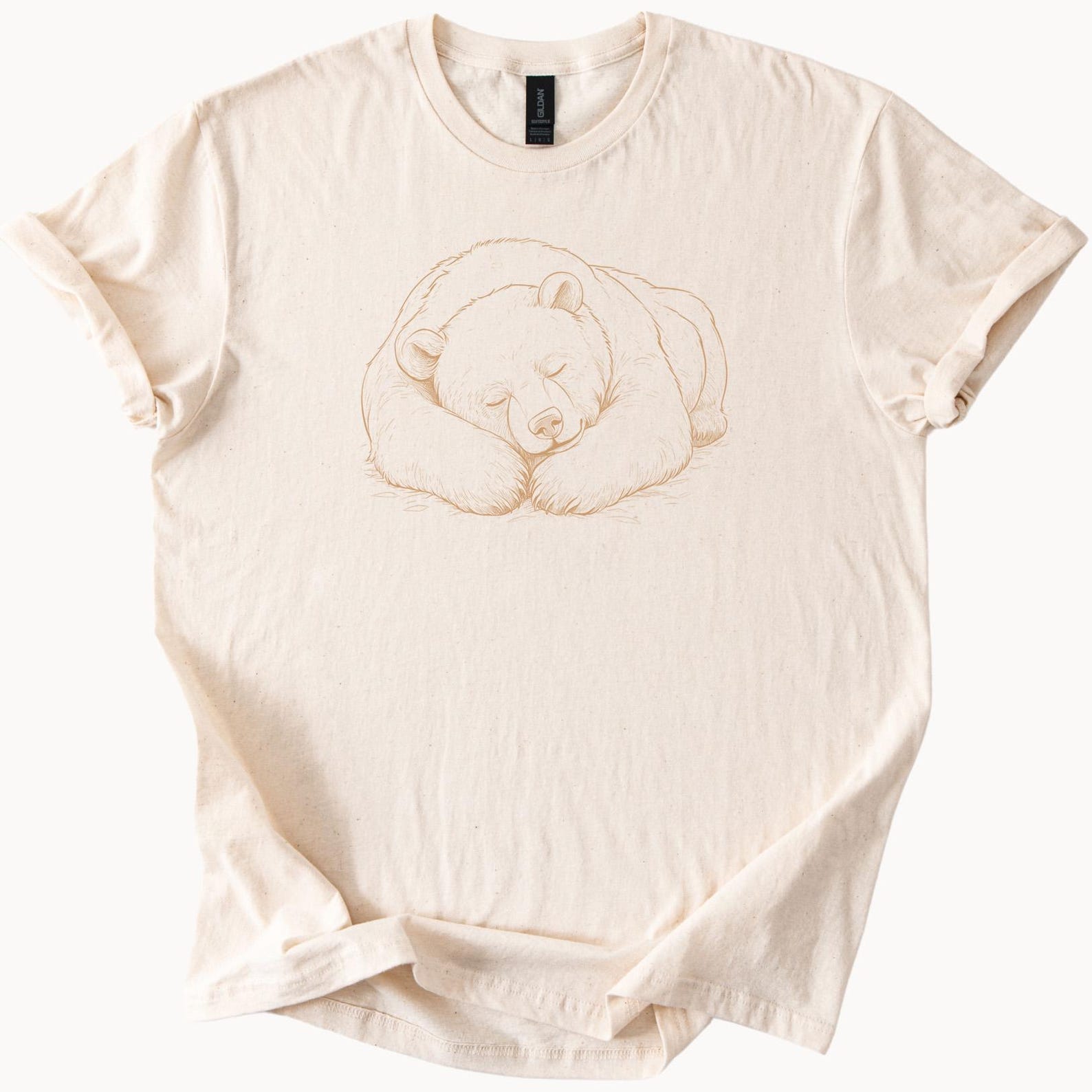 Sleeping Bear TShirt Cute Animal Tee Cozy Hibernation Top 130