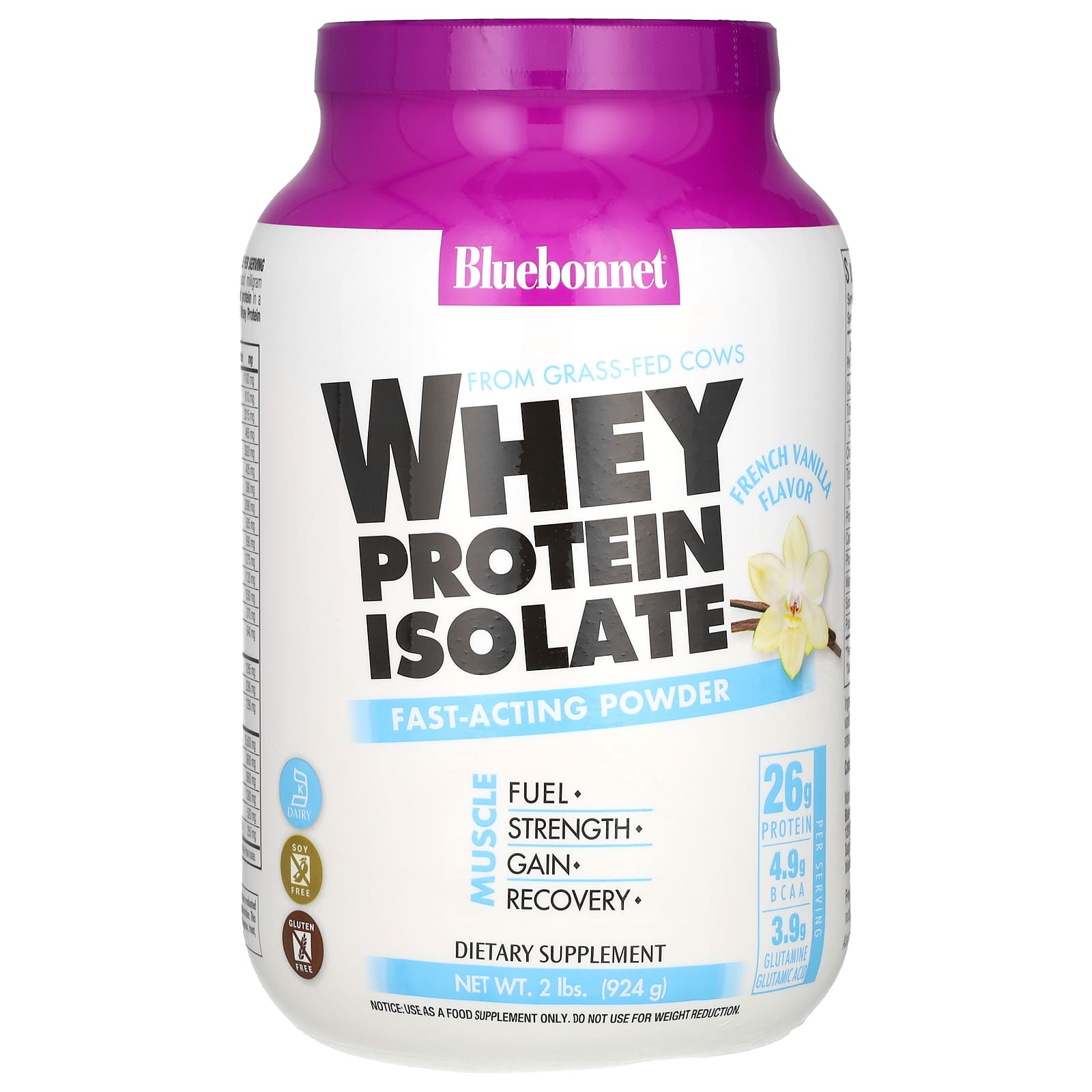

Bluebonnet Nutrition, Whey Protein Isolate, French Vanilla, 2 lbs (924 g)