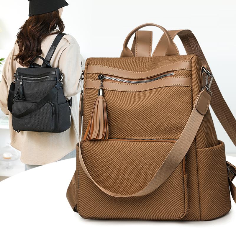 Women's Convertible PU Backpack - Multi-Way Tassel Shoulder Bag for Daily/Travel (Multi-Color Options)