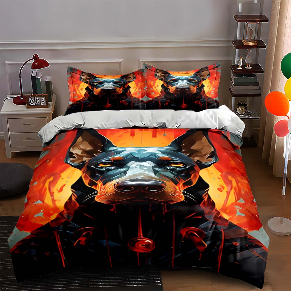 

Fiery dog portrait. Bedding Duvet cover sets Duvet covers Pillowcases gifts (1 * Duvet Cover 2 * Pillowcases, without duvet insert) 135x200cm