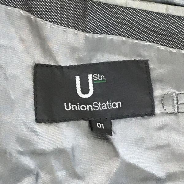 UNION STATION Silk Blend Suit Set Up Jacket & Pants/Men's Size M/Gray/Side Vents(USED)