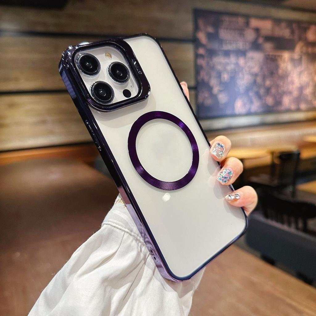 Applicable To IPhone 14 Glasses Bracket Lens Mobile Case Apple 15 Creative 12 Electroplating Transparent PC Hard Case