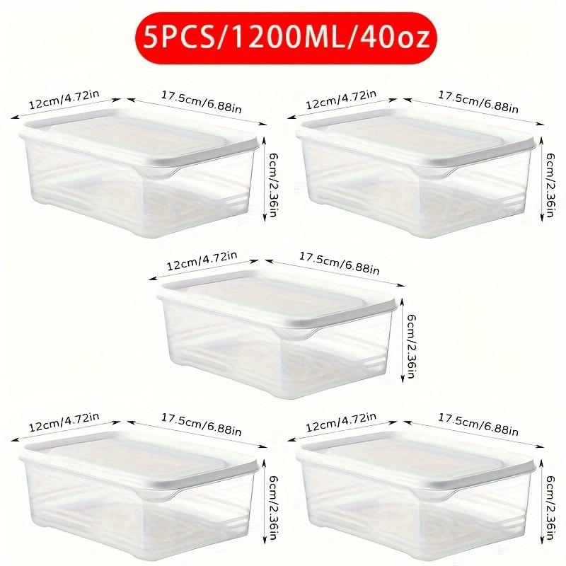 

5pcs Heavy-Duty PP Plastic Food Storage Containers with Airtight Lids, Freezer Fridge Boxes, Stackable Pantry Canisters Suitable for Meat, Vegetables 5pcs 1200ml