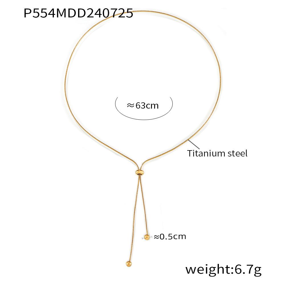 Non-Fading Round Bead Pull-Out Buckle Women'S Titanium Steel Plated 18K Gold Necklace Bracelet Anklet Jewelry