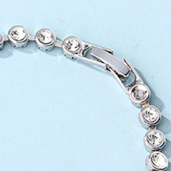 2 Pcs/Set Women Bracelet Set Rhinestone Decor Luster Electroplated Alloy Daily Dating Party Bangle Lady Wrist Jewelry